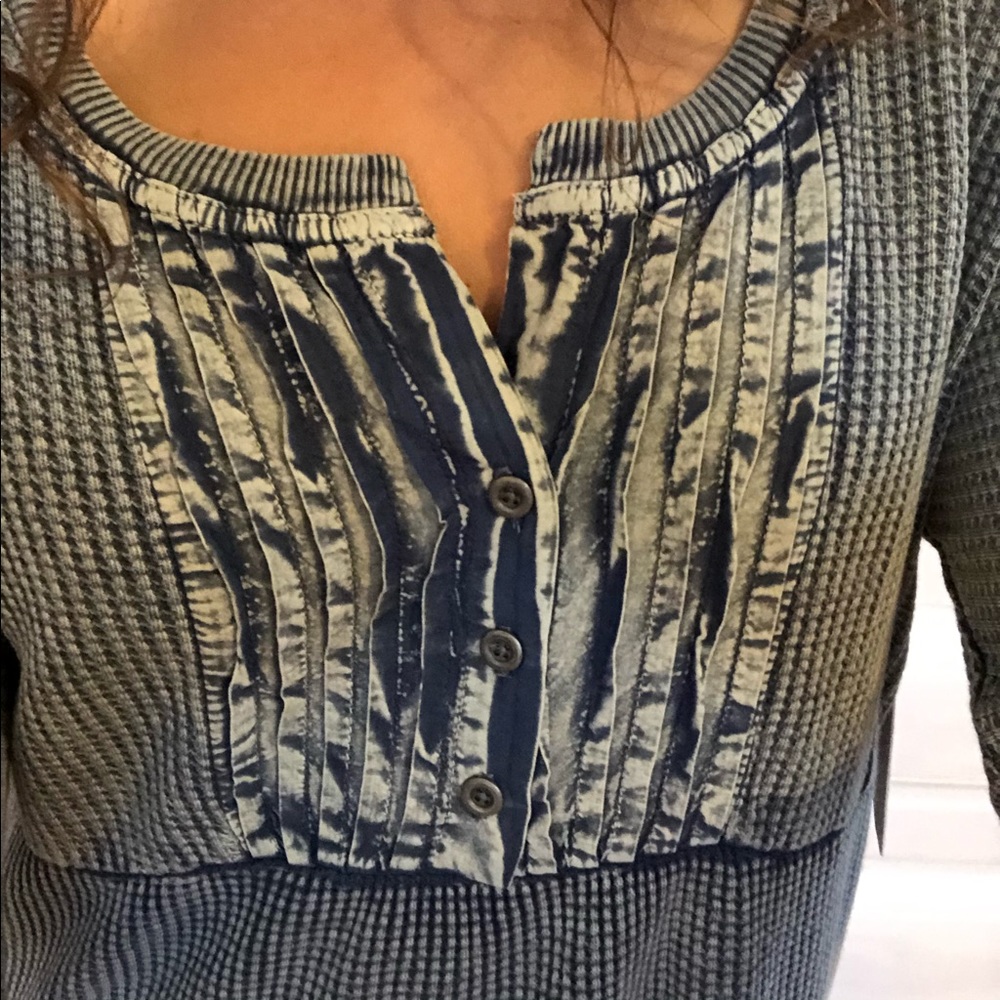 Free People blue thermal long sleeve dress - Picture 3 of 7